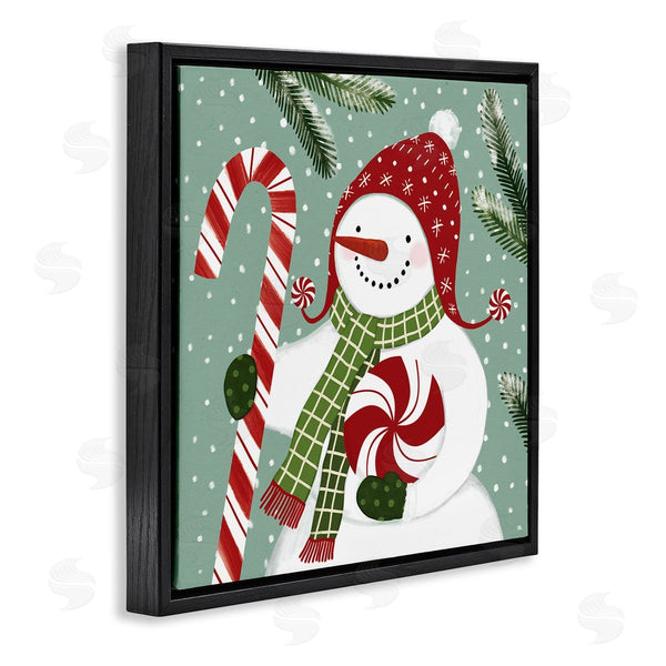 Stupell Industries Victoria Barnes | Peppermint Candy Snowman Green Winter Forest