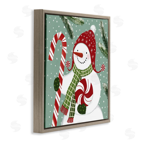 Stupell Industries Victoria Barnes | Peppermint Candy Snowman Green Winter Forest