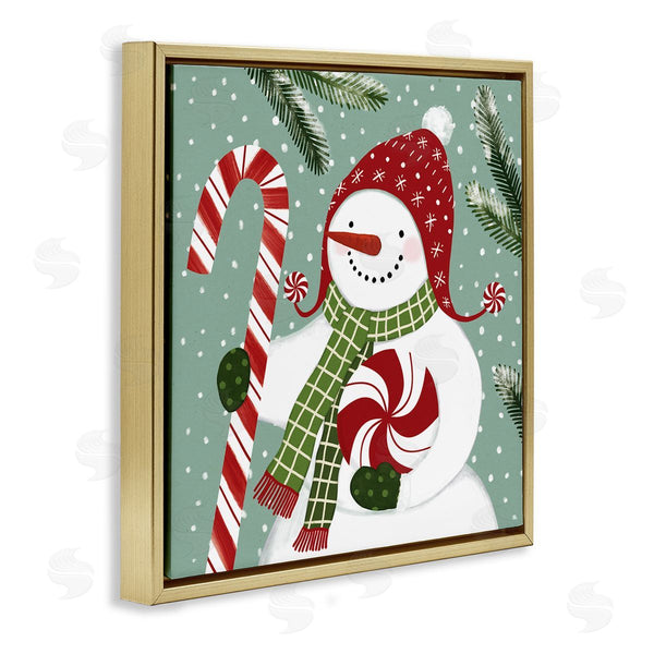 Stupell Industries Victoria Barnes | Peppermint Candy Snowman Green Winter Forest