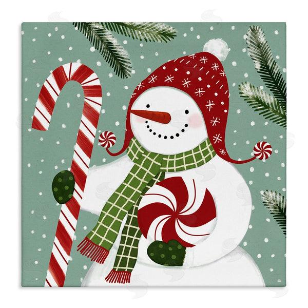 stupell industries Victoria Barnes | Peppermint Candy Snowman Green Winter Forest