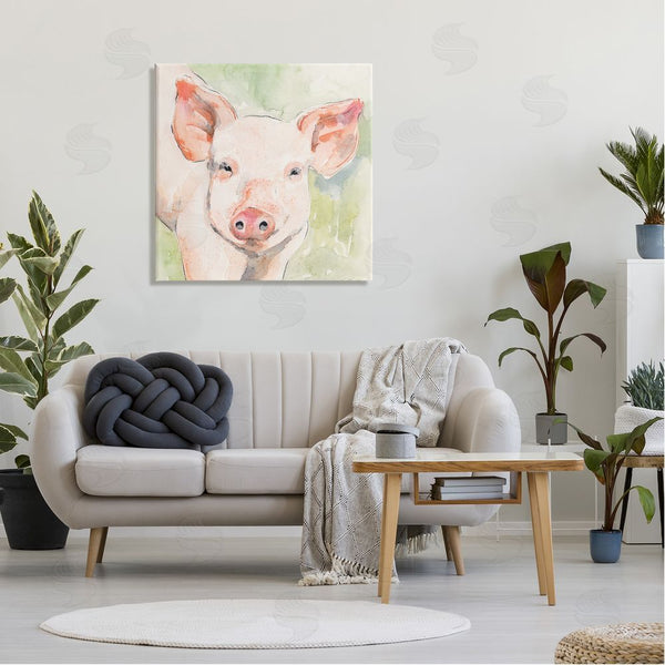 Stupell Industries Victoria Barnes | Pig Portrait On Green Wall Art