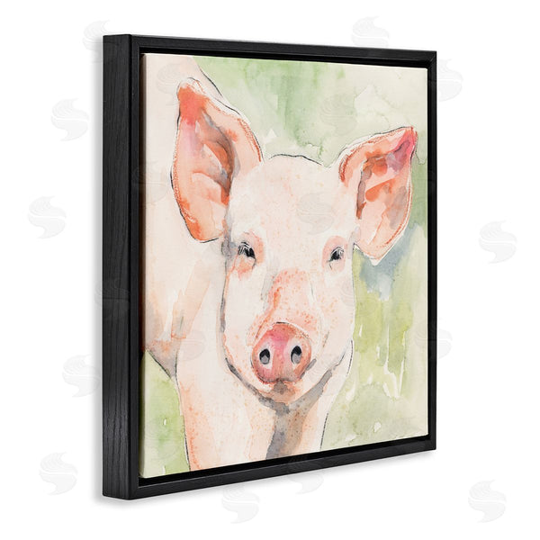 Stupell Industries Victoria Barnes | Pig Portrait On Green Wall Art