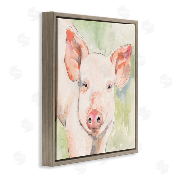 Stupell Industries Victoria Barnes | Pig Portrait On Green Wall Art