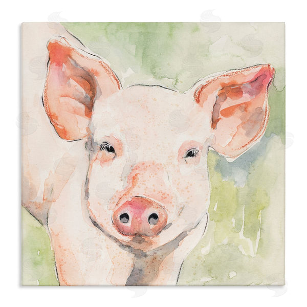 stupell industries Victoria Barnes | Pig Portrait on Green Wall Art
