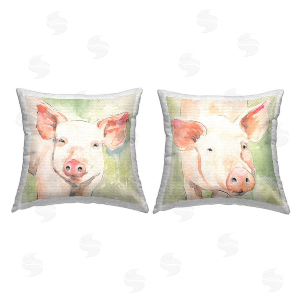 Stupell Industries Victoria Barnes | Pigs On Green Printed Throw Pillow Set