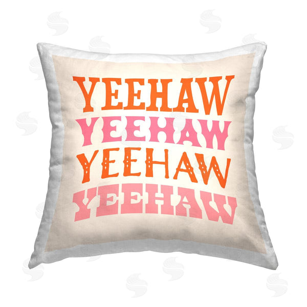 stupell industries Victoria Barnes | Pink & Orange Yeehaw Printed Throw Pillow