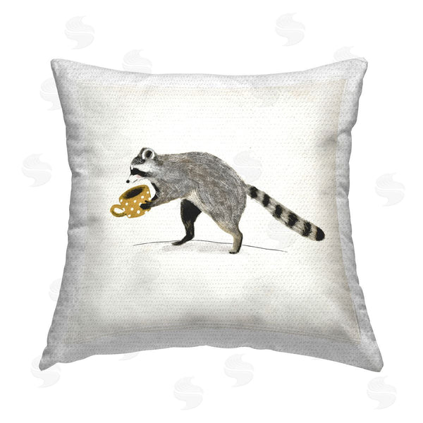 Stupell Industries Victoria Barnes | Raccoon & Coffee Mug Printed Throw Pillow