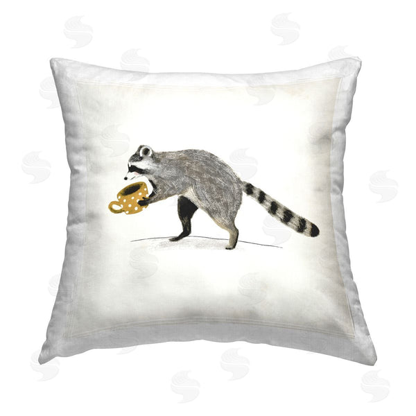 stupell industries Victoria Barnes | Raccoon & Coffee Mug Printed Throw Pillow