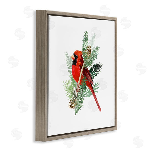 Stupell Industries Victoria Barnes | Red Cardinal Pine Branch Minimal Bird Portrait Wall Art