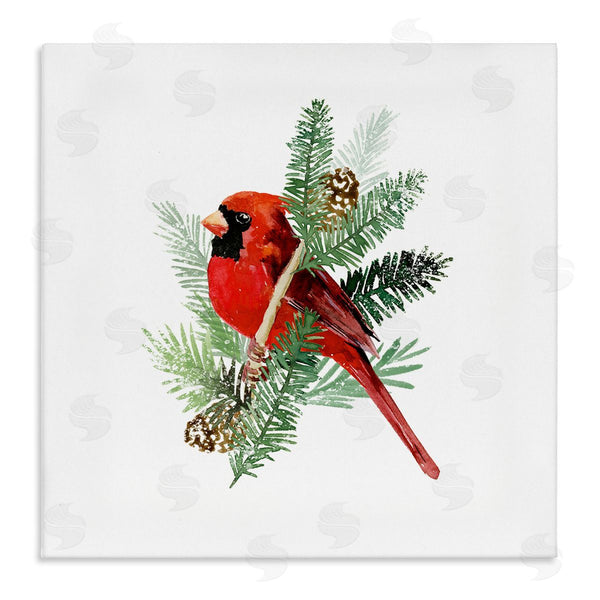 stupell industries Victoria Barnes | Red Cardinal Pine Branch Minimal Bird Portrait Wall Art