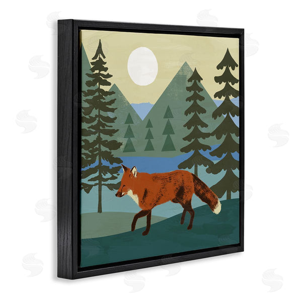 Stupell Industries Victoria Barnes | Red Fox Running Forest Distant Mountains Sunset Wall Art