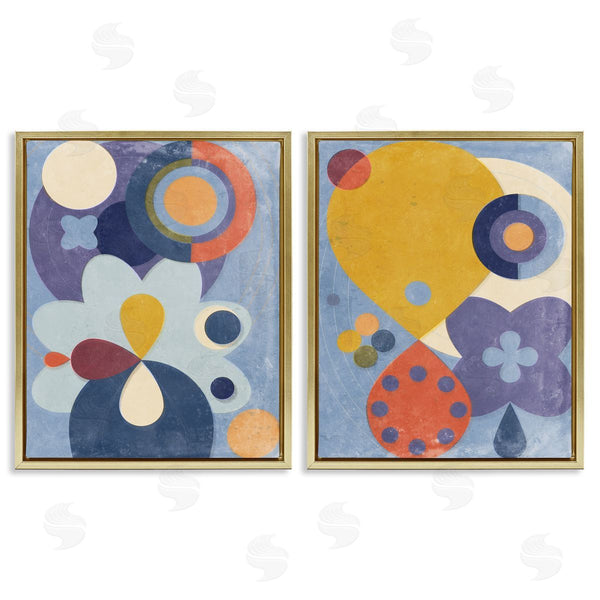 Stupell Industries Victoria Barnes | Retro Shapes On Blue