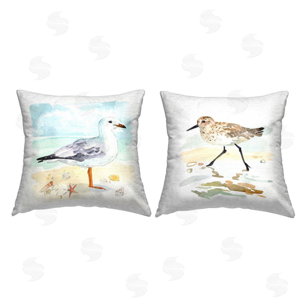 Stupell Industries Victoria Barnes | Seagull And Sandpiper Printed Throw Pillow Set