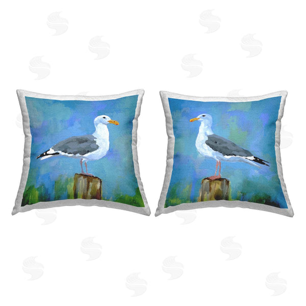 Stupell Industries Victoria Barnes | Seagulls On Seaside Dock Printed Throw Pillow Set