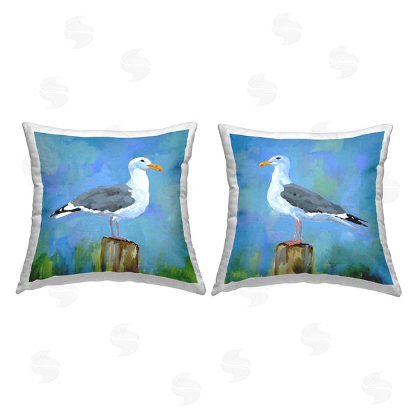 stupell industries Victoria Barnes | Seagulls on Seaside Dock Printed Throw Pillow Set