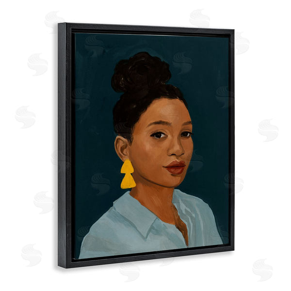 Stupell Industries Victoria Barnes | Sophisticated Female Portrait With Yellow Triangle Earrings Wall Art