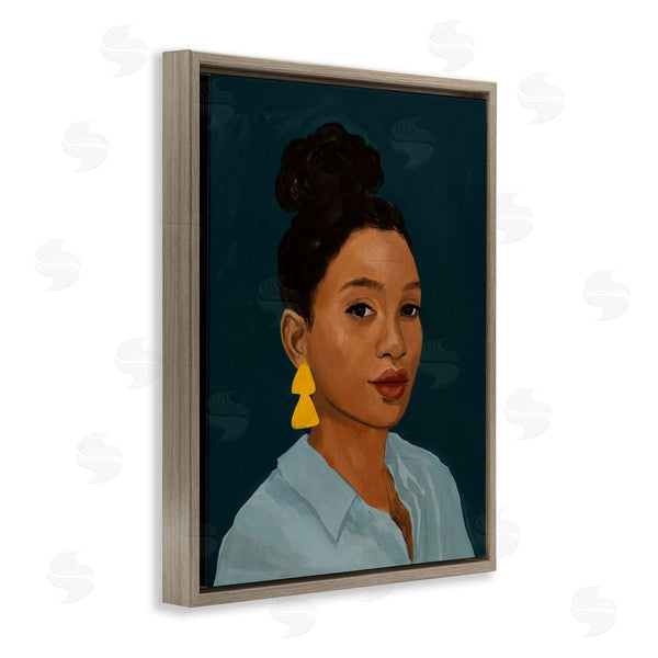 Stupell Industries Victoria Barnes | Sophisticated Female Portrait With Yellow Triangle Earrings Wall Art