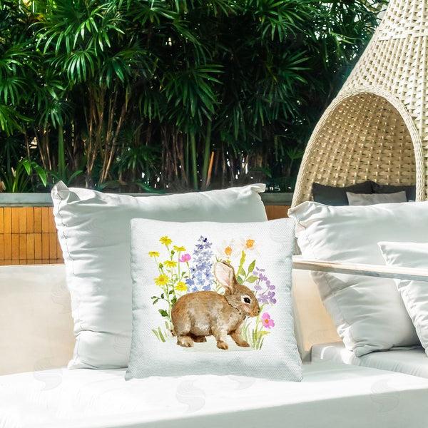 Stupell Industries Victoria Barnes | Spring Florals & Rabbit Printed Throw Pillow