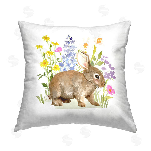 stupell industries Victoria Barnes | Spring Florals & Rabbit Printed Throw Pillow