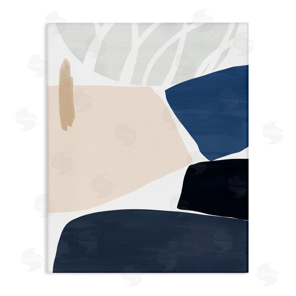 stupell industries Victoria Barnes | Stacked Abstract Shape Collage Modern Pink Blue Beige Wall Art