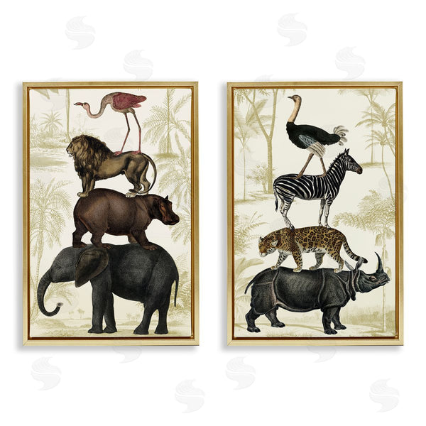 Stupell Industries Victoria Barnes | Stacked Safari Animals