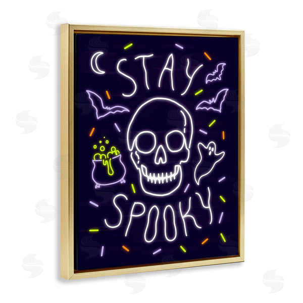 Stupell Industries Victoria Barnes | Stay Spooky Quote Halloween Theme Skeleton