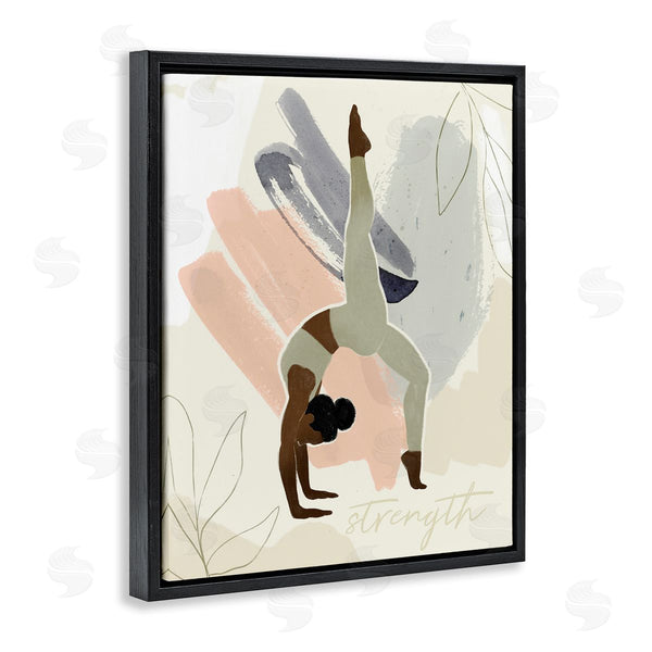 Stupell Industries Victoria Barnes | Stretching Yoga Pose Strength Text Floral Border Wall Art