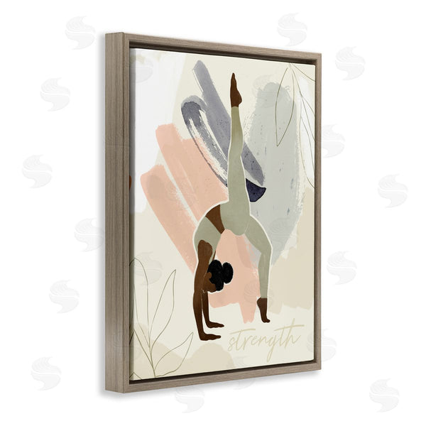 Stupell Industries Victoria Barnes | Stretching Yoga Pose Strength Text Floral Border Wall Art