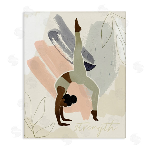 stupell industries Victoria Barnes | Stretching Yoga Pose Strength Text Floral Border Wall Art