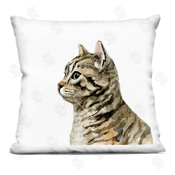 stupell industries Victoria Barnes | Striped Cat Portrait Printed Throw Pillow
