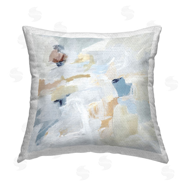 Stupell Industries Victoria Barnes | Subtle Abstract With Blue Printed Throw Pillow