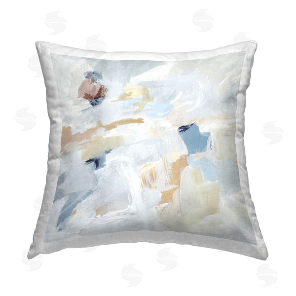 stupell industries Victoria Barnes | Subtle Abstract with Blue Printed Throw Pillow