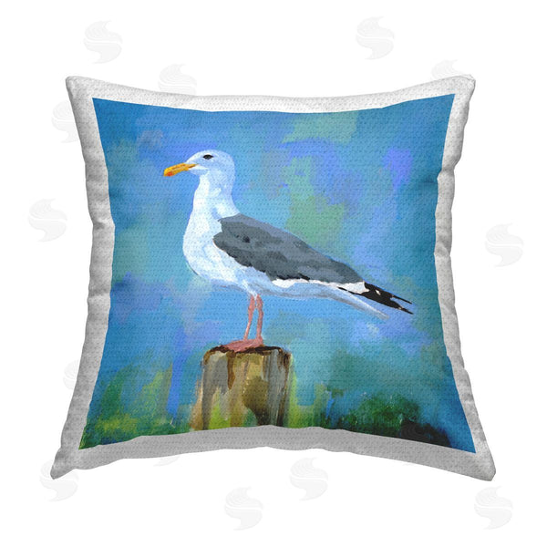 Stupell Industries Victoria Barnes | Summer Seagull Bird Perched Printed Throw Pillow