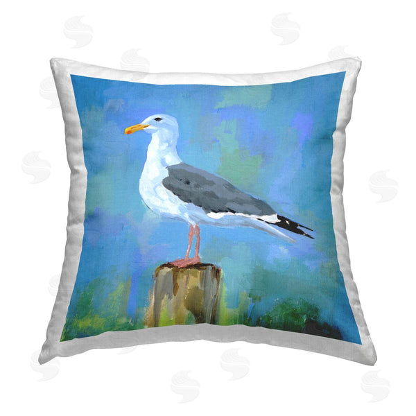 stupell industries Victoria Barnes | Summer Seagull Bird Perched Printed Throw Pillow