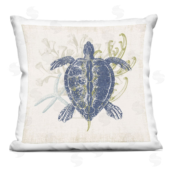 stupell industries Victoria Barnes | Swimming Turtle Aquatic Ocean Sea Life Printed Throw Pillow