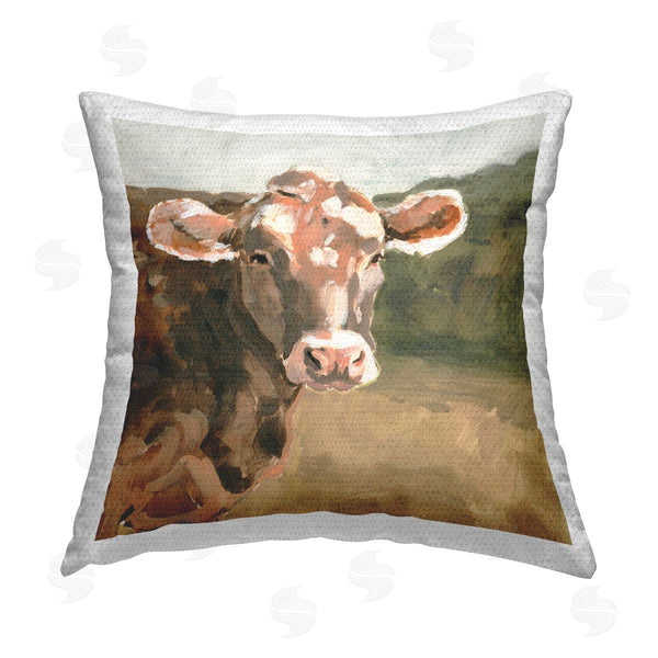 Stupell Industries Victoria Barnes | Traditional Cow Portrait Printed Throw Pillow
