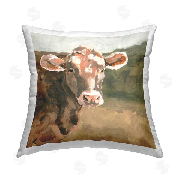 stupell industries Victoria Barnes | Traditional Cow Portrait Printed Throw Pillow