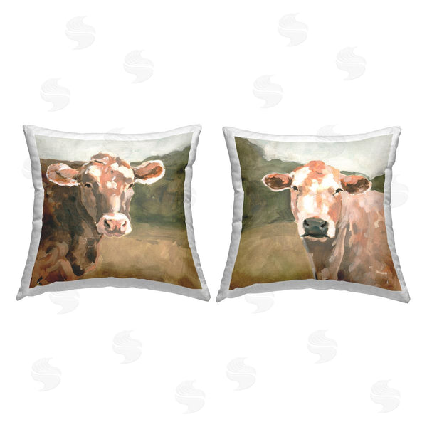 stupell industries Victoria Barnes | Traditional Farm Cows Printed Throw Pillow Set