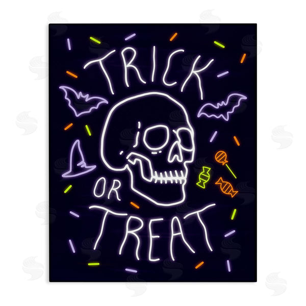 stupell industries Victoria Barnes | Trick or Treat Halloween Phrase Spooky Skeleton