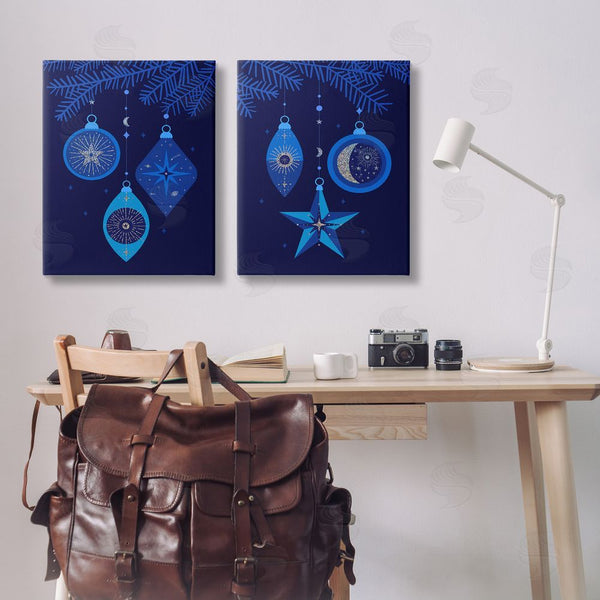 Stupell Industries Victoria Barnes | Vintage Blue Holiday Ornaments Wall Art