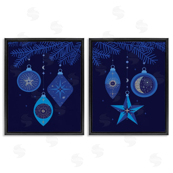 Stupell Industries Victoria Barnes | Vintage Blue Holiday Ornaments Wall Art