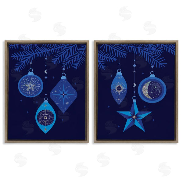Stupell Industries Victoria Barnes | Vintage Blue Holiday Ornaments Wall Art