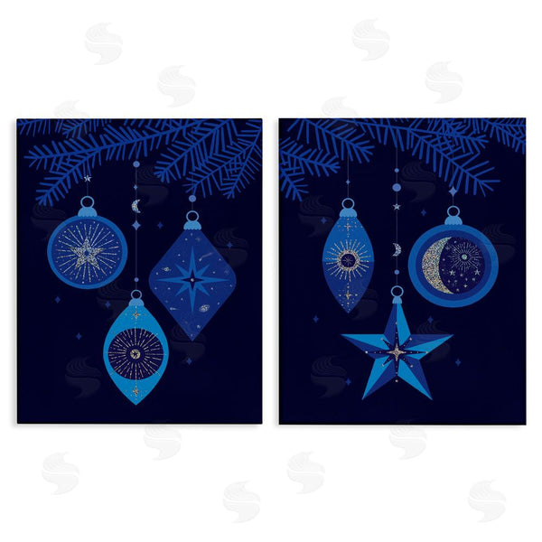 stupell industries Victoria Barnes | Vintage Blue Holiday Ornaments Wall Art