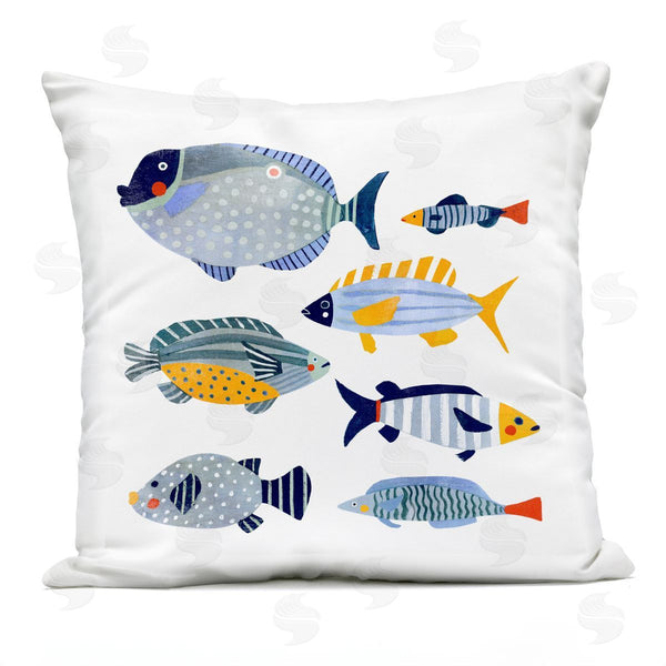 Stupell Industries Victoria Barnes | Whimsical Patterned Fish Printed Throw Pillow