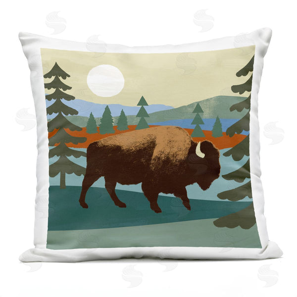 Stupell Industries Victoria Barnes | Wild Bison Forest Nature Lake Landscape Printed Throw Pillow