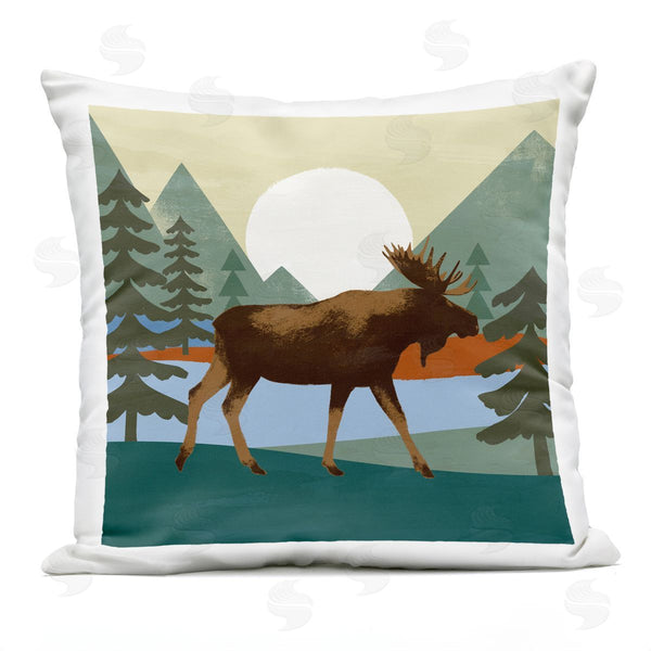 Stupell Industries Victoria Barnes | Wild Moose Woodland Nature Lake Scene Printed Throw Pillow