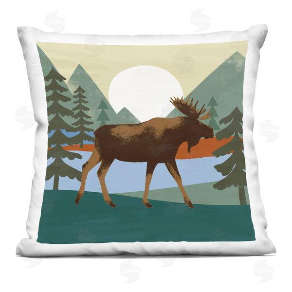 stupell industries Victoria Barnes | Wild Moose Woodland Nature Lake Scene Printed Throw Pillow