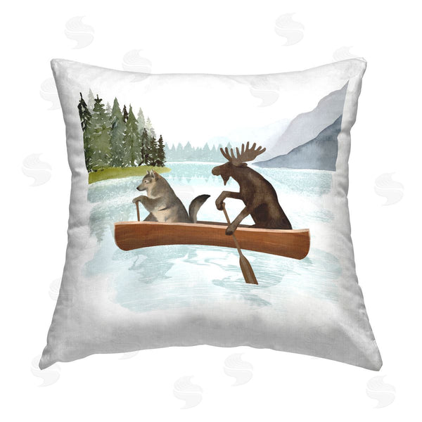 stupell industries Victoria Barnes | Woodland Animals Lake Printed Throw Pillow