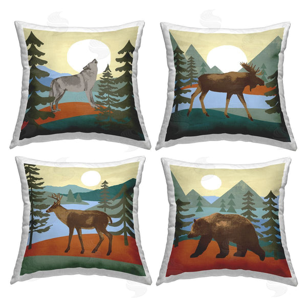 stupell industries Victoria Barnes | Woodland Wildlife Silhouettes Printed Throw Pillow Set