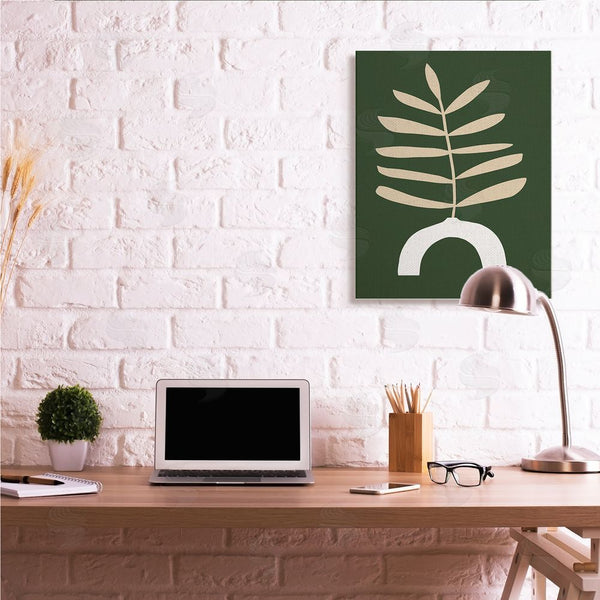 Stupell Industries Victoria Barnes | Yellow Plant In Unique Vase Over Green Wall Art